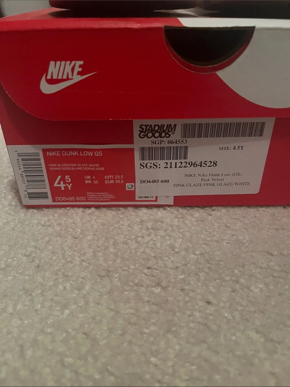 Nike kids Dusty Pink and White Low-Top Sneakers